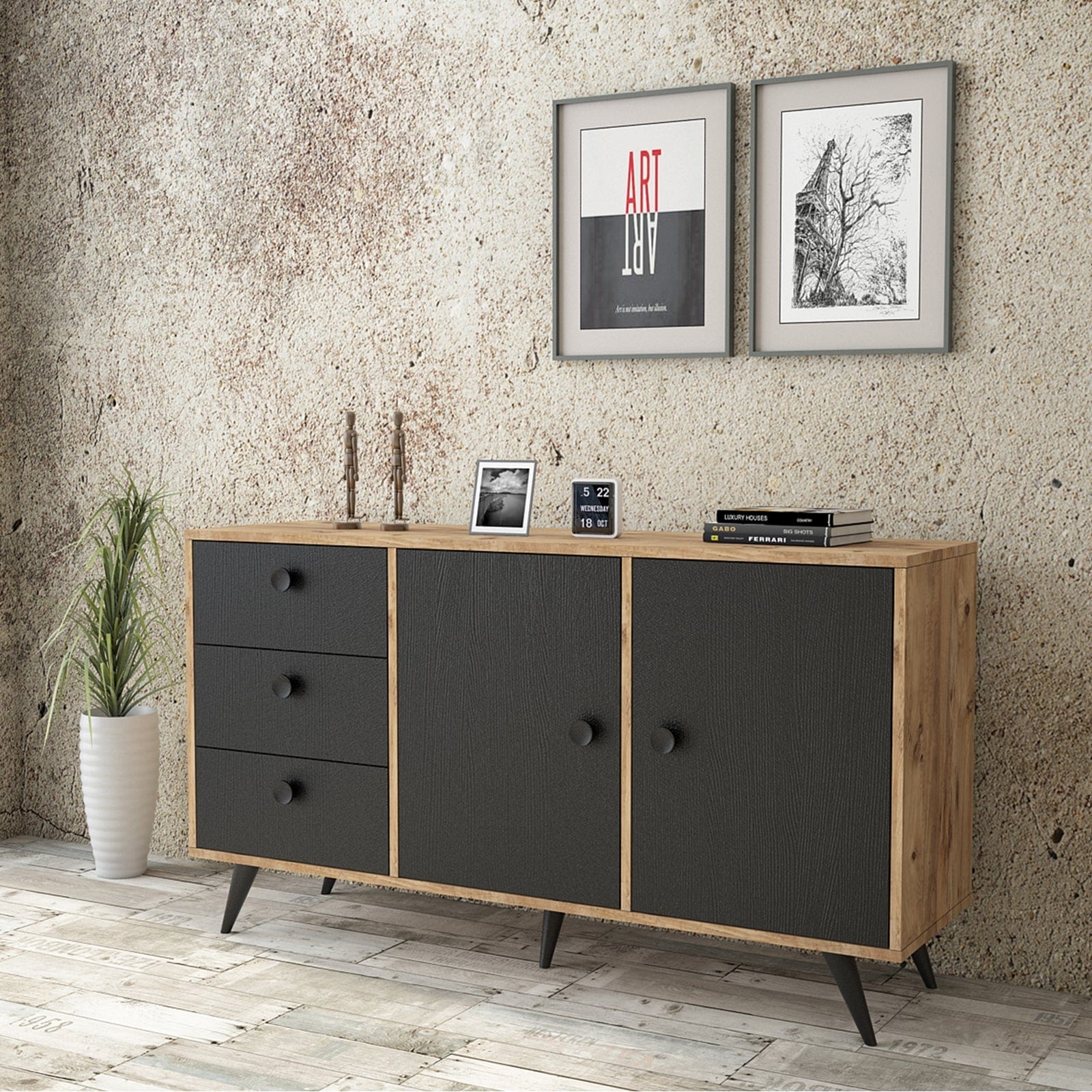 Asir Credenza con 3 cassetti e 2 ante Vilamo VL9-232 Naturale