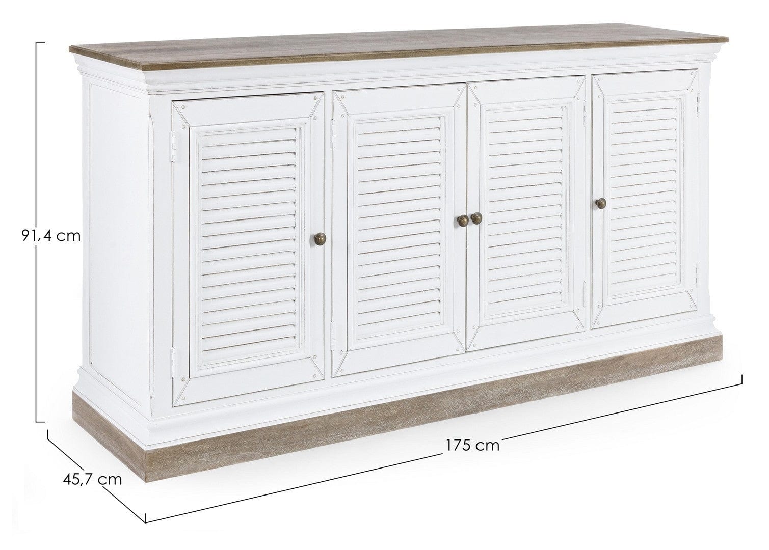 Bizzotto Credenza con 4 ante Lincoln Bianco