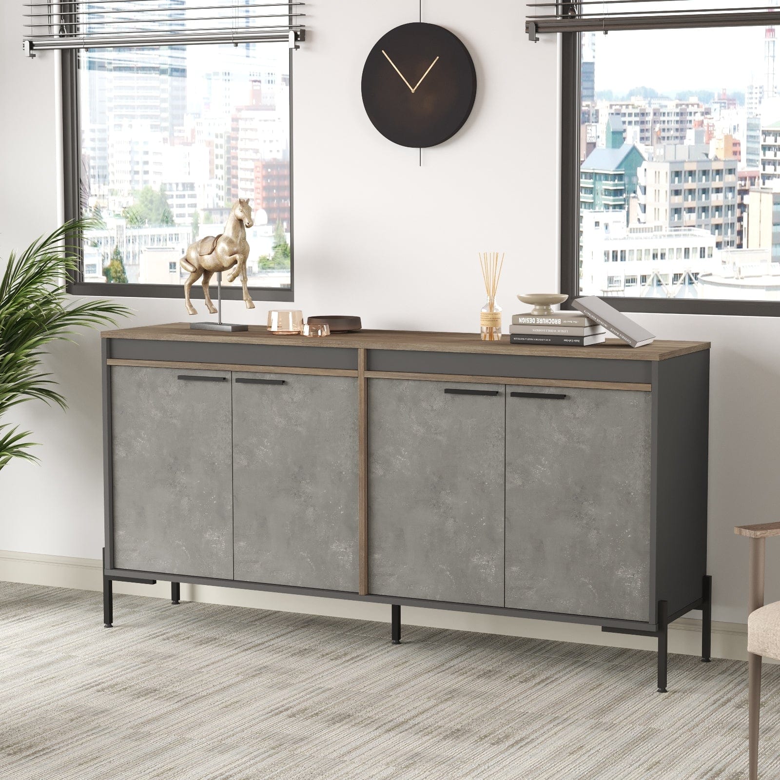 Asir Credenza con 4 ante Vista VS5-CGA Grigio