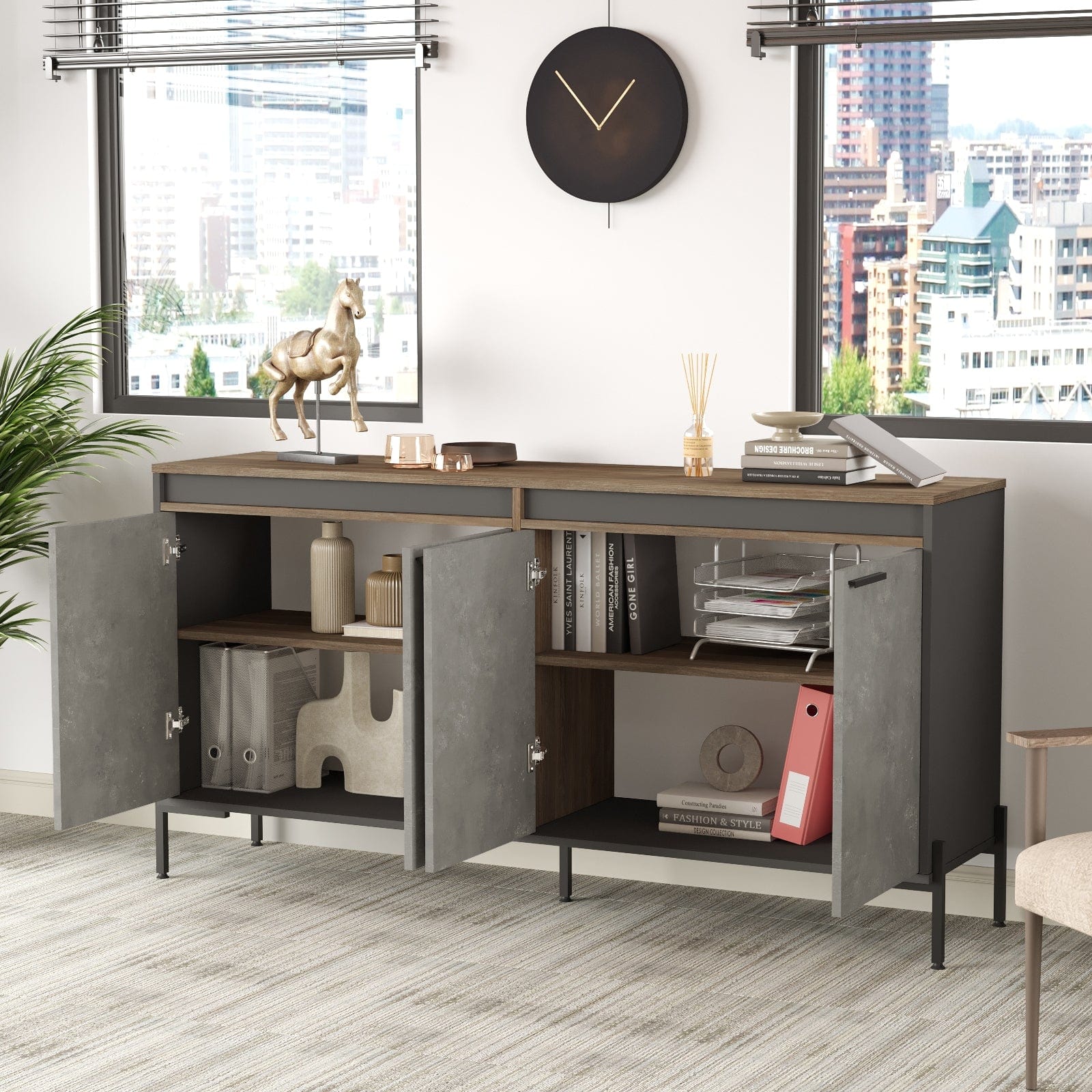 Asir Credenza con 4 ante Vista VS5-CGA Grigio