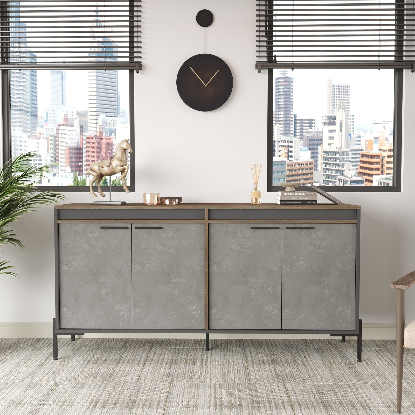 Asir Credenza con 4 ante Vista VS5-CGA Grigio