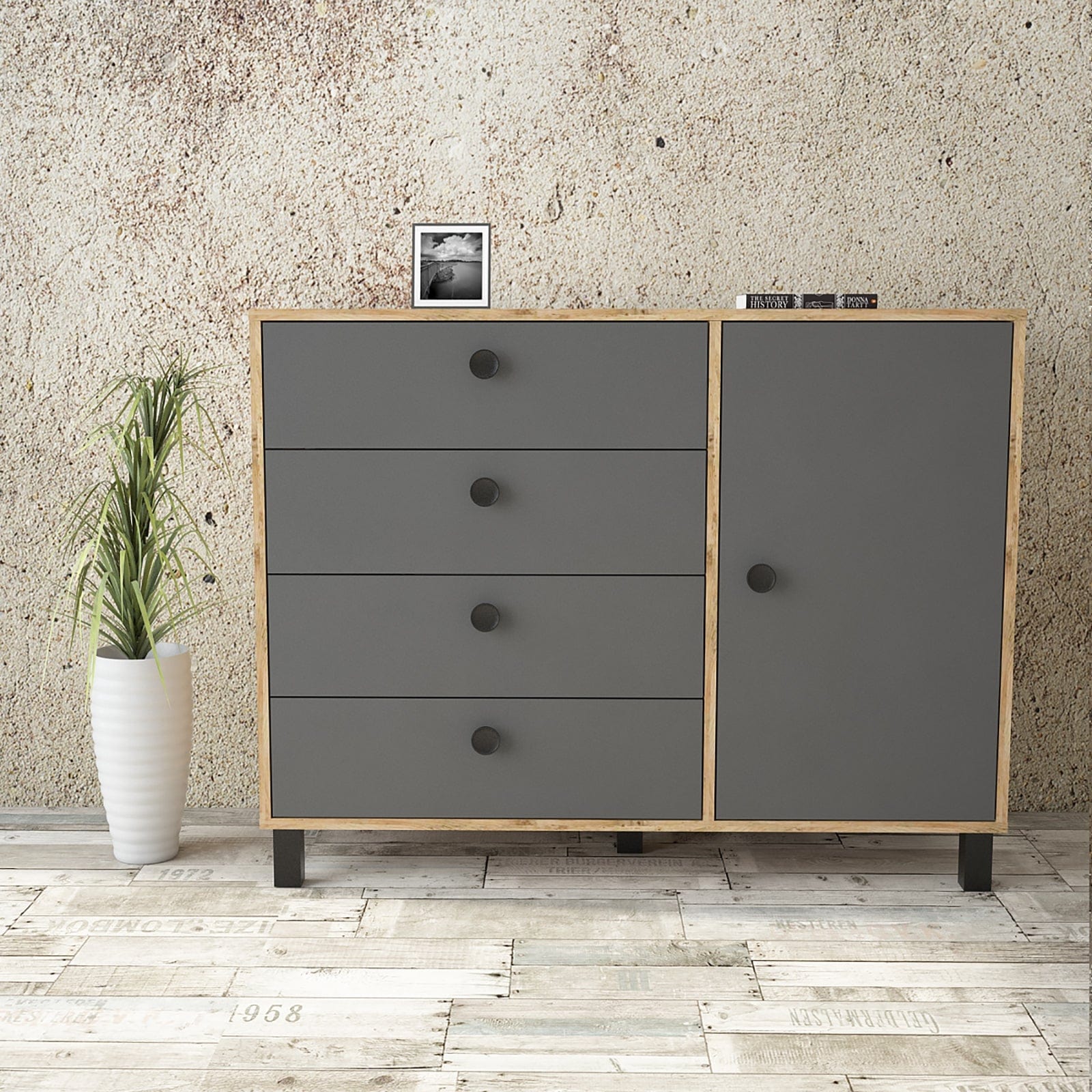 Asir Credenza con 4 cassetti e 1 anta Vilamo VL81-228 Antracite