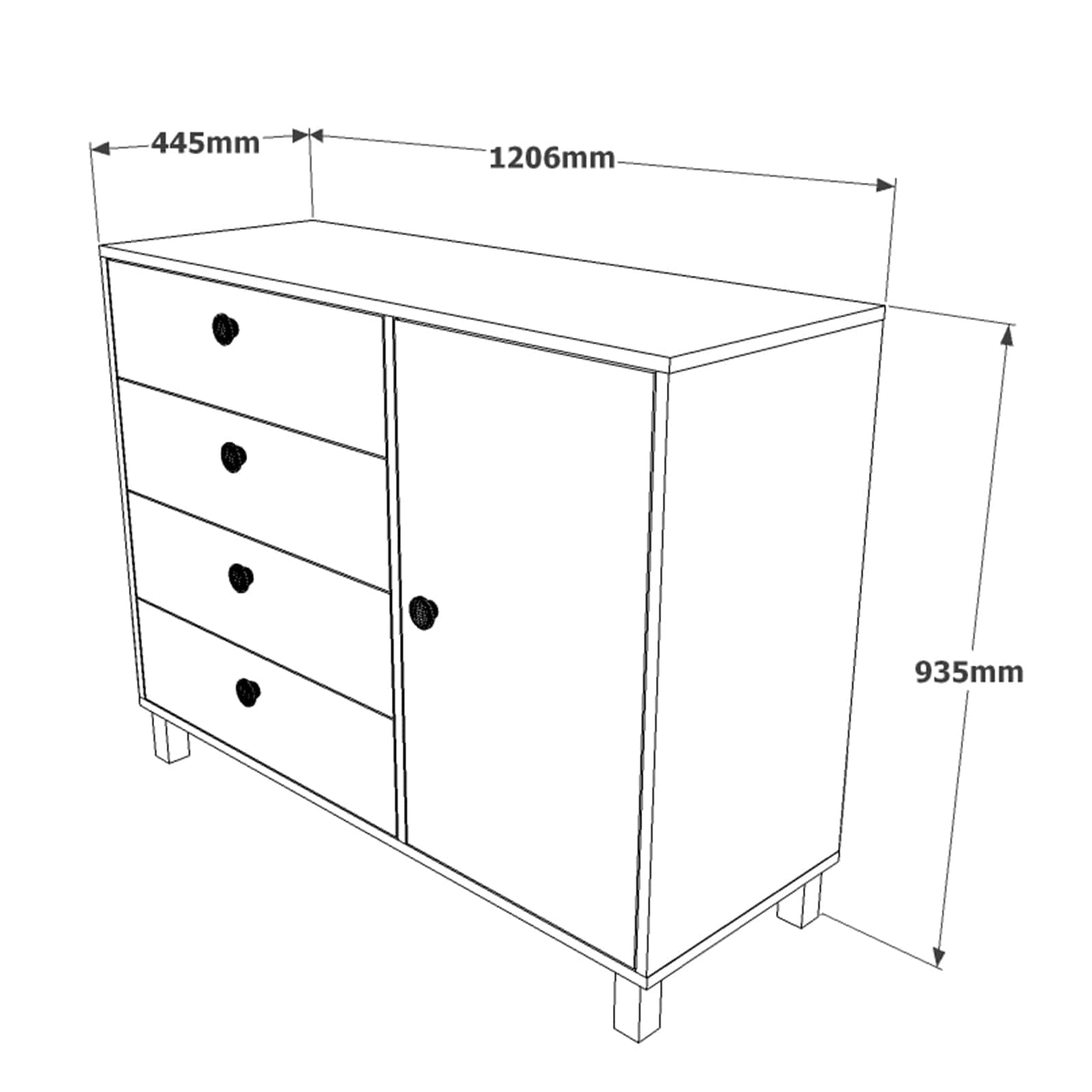 Asir Credenza con 4 cassetti e 1 anta Vilamo VL81-228 Antracite