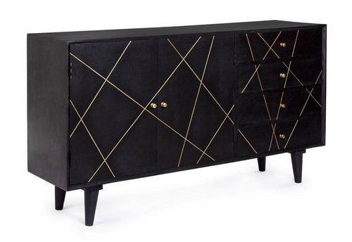 Bizzotto Credenza con 4 cassetti e 2 ante Lineas Nero