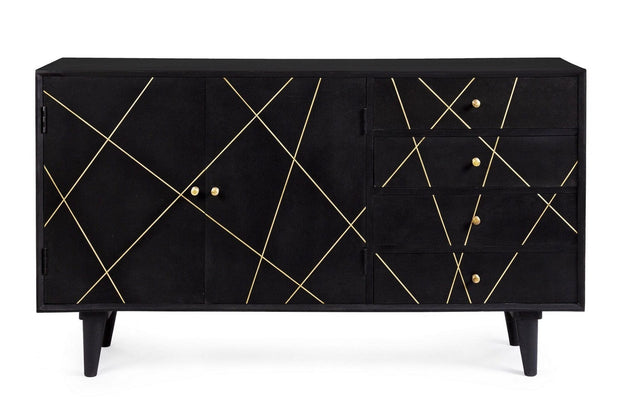 Bizzotto Credenza con 4 cassetti e 2 ante Lineas Nero