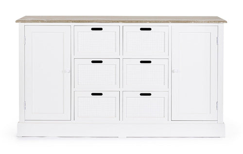 Bizzotto Credenza con 6 cassetti e 2 ante Dorotea Bianco