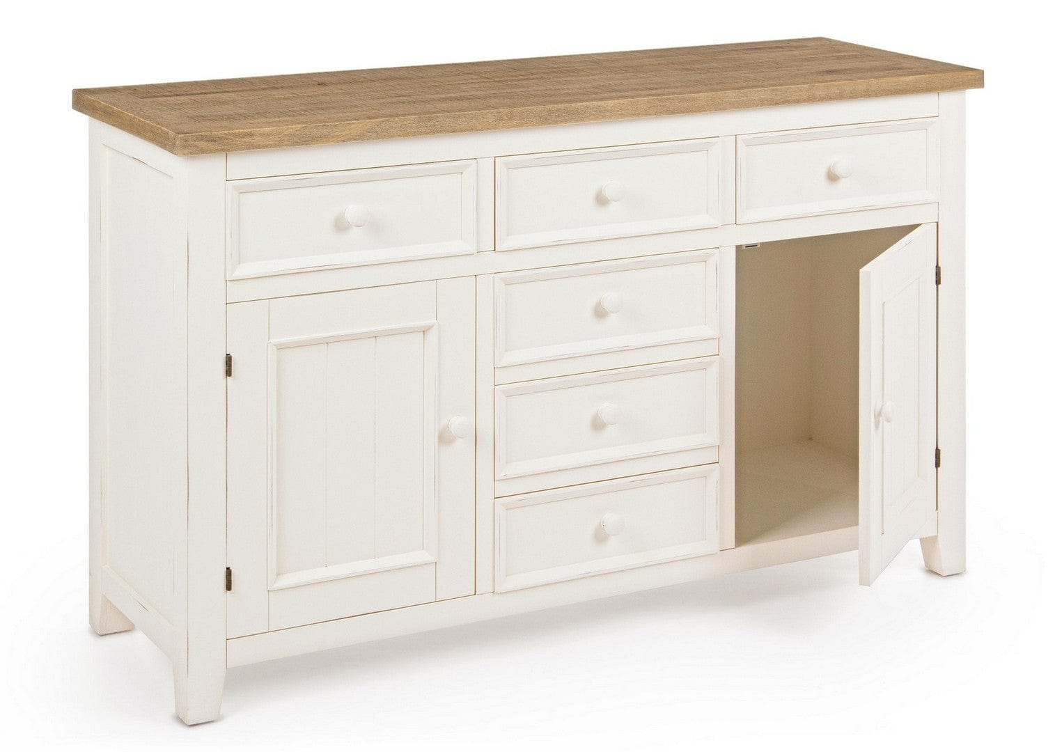 Bizzotto Credenza con 6 cassetti e 2 ante Elvia Bianco