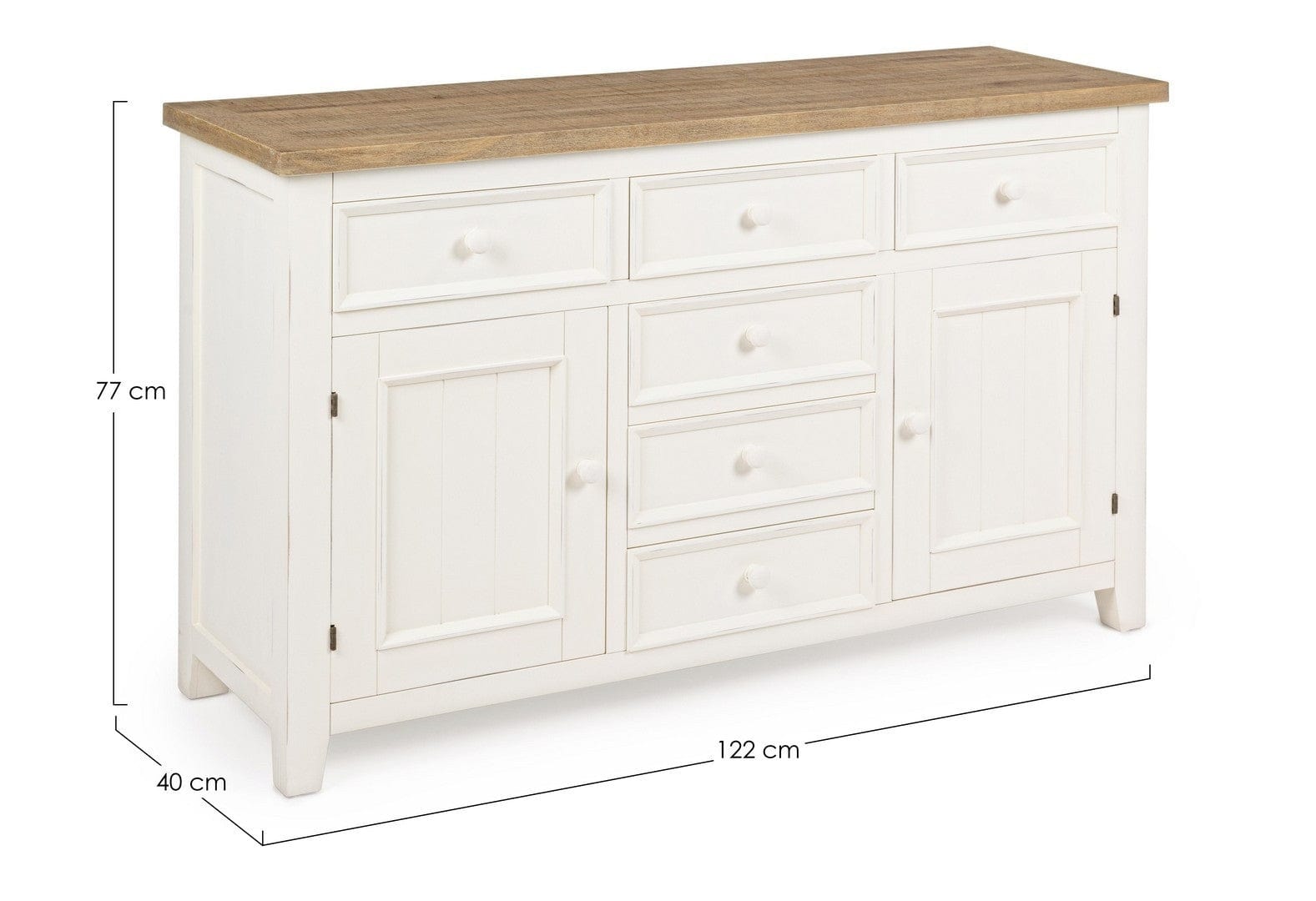 Bizzotto Credenza con 6 cassetti e 2 ante Elvia Bianco