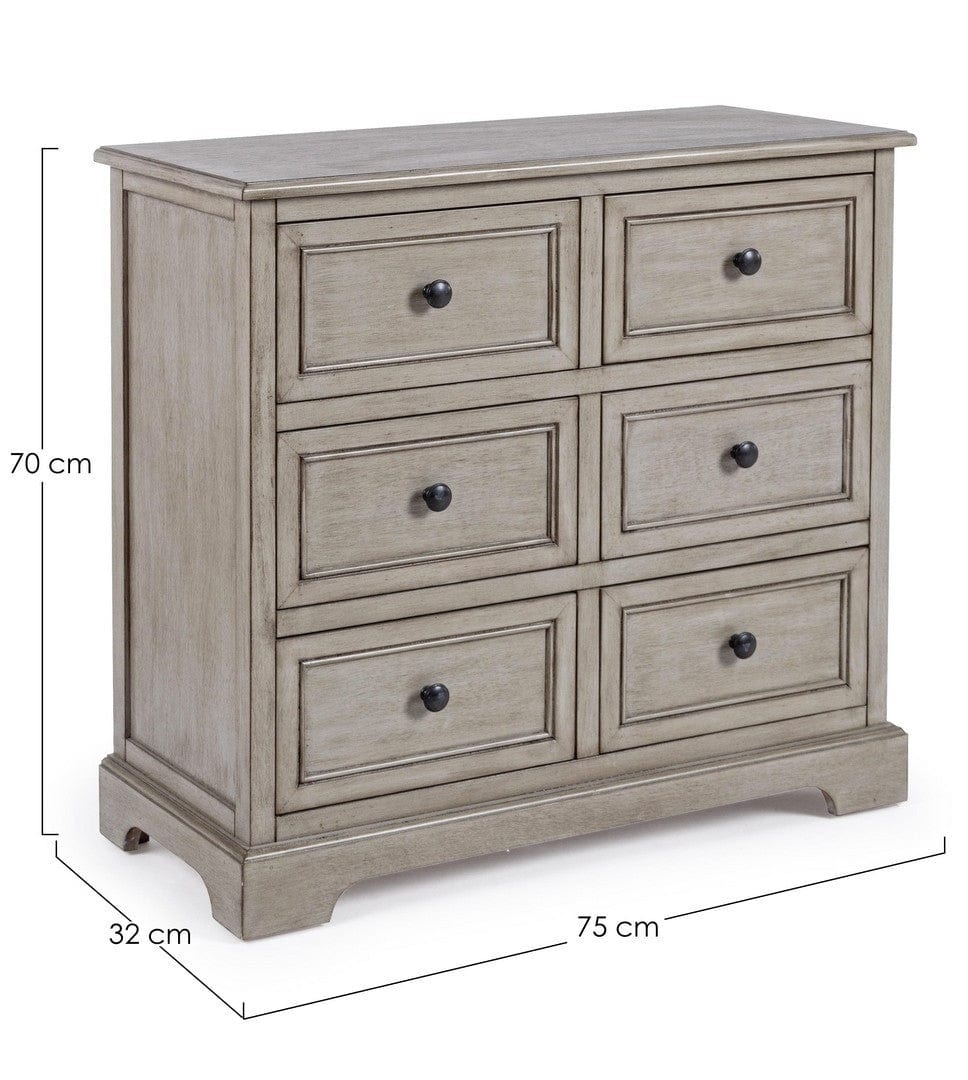 Bizzotto Credenza con 6 cassetti Margaret Grigio