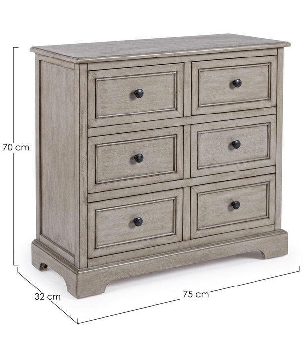 Bizzotto Credenza con 6 cassetti Margaret Grigio