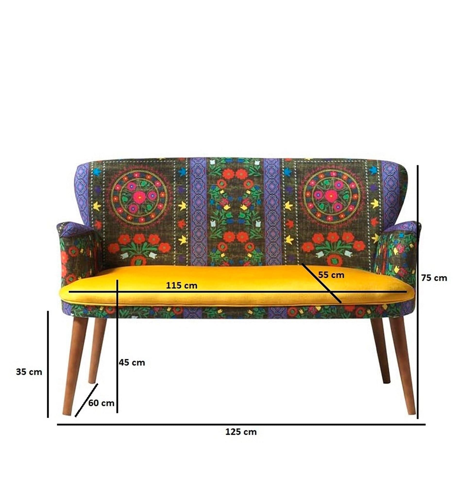 Oyo Divano 2 posti in tessuto Etnik Giallo