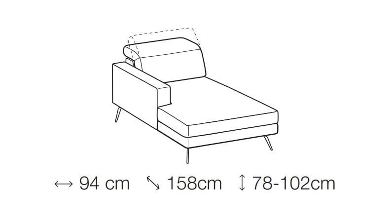 LeComfort Divano angolare relax elettrico a destro 4 posti in tessuto Chris Blu