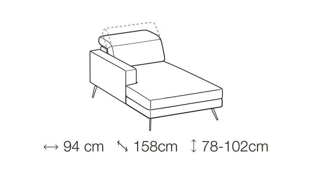 LeComfort Divano angolare relax elettrico a destro 4 posti in tessuto Chris Blu