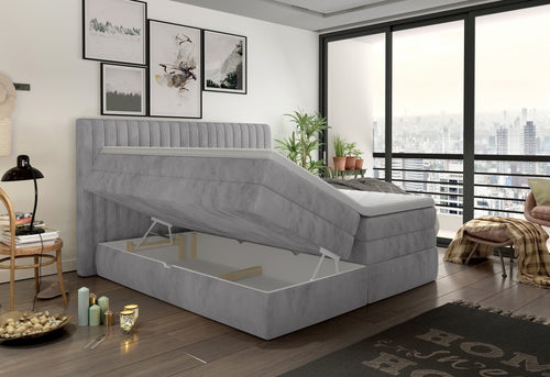 Letto Boxspring con contenitore Mina Grigio (1)