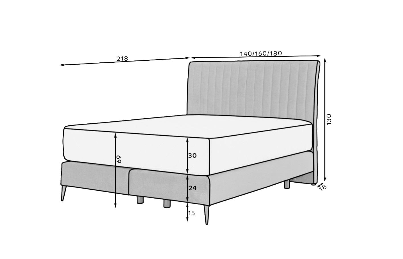 Letto Boxspring in tessuto Blanks Sola / Lukso (11)