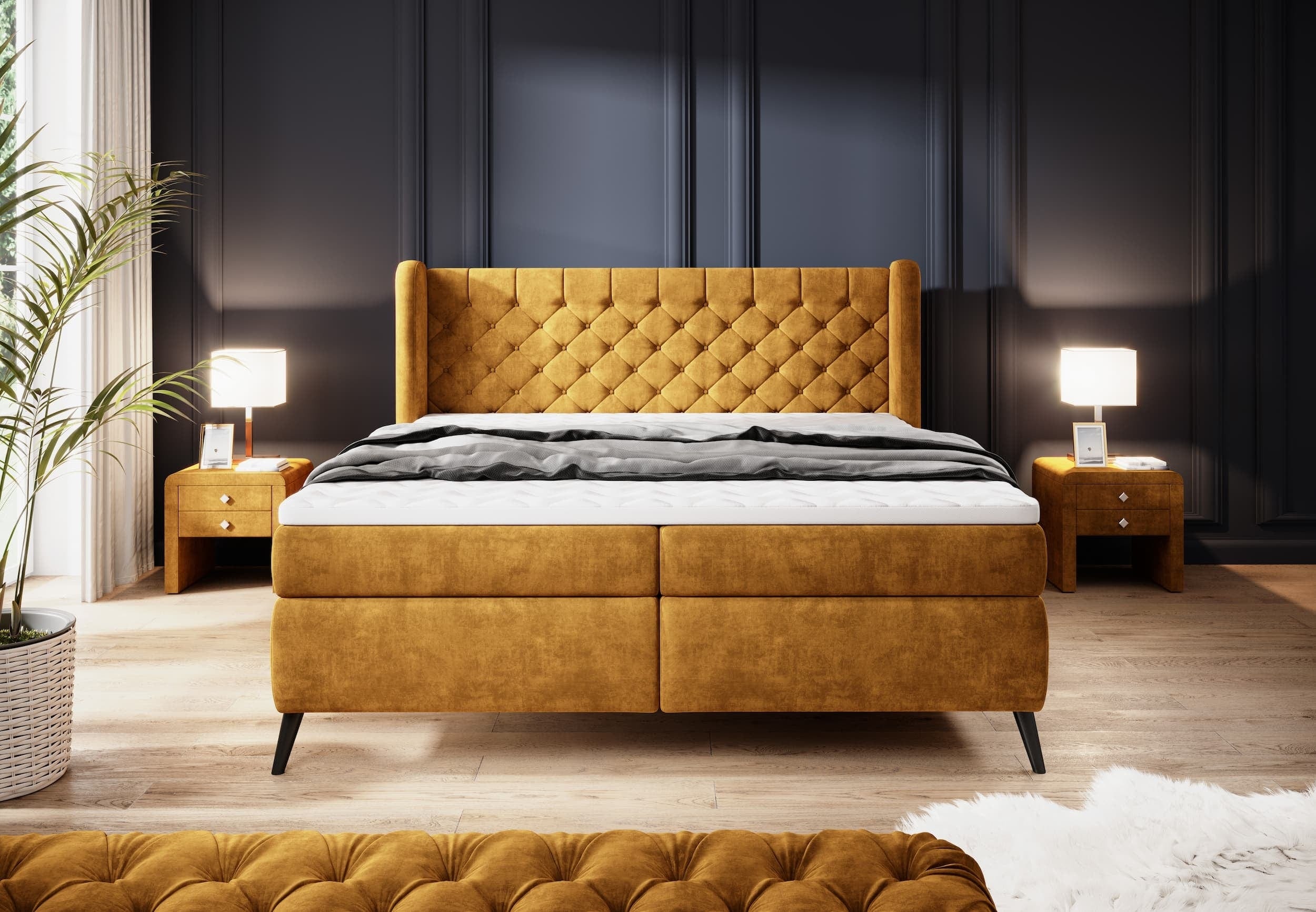 Letto Boxspring Madino Giallo (1)