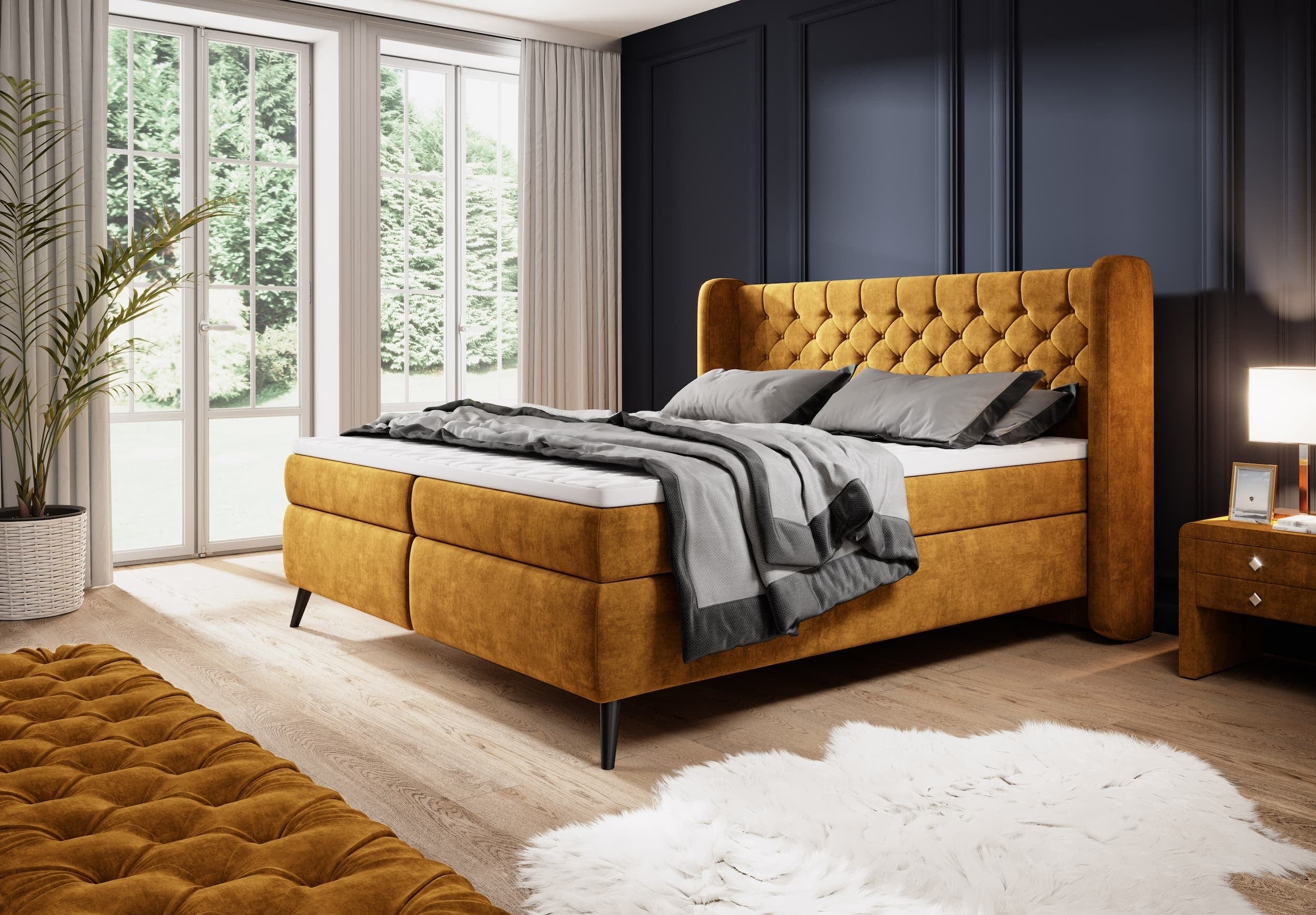 Letto Boxspring Madino Giallo (2)