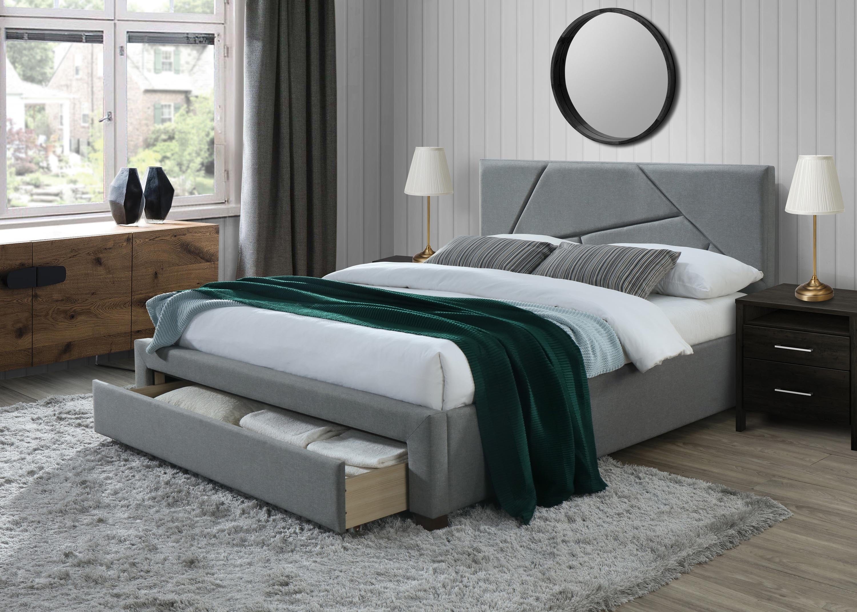 Letto imbottito con 1 cassetto Velaryon Grigio