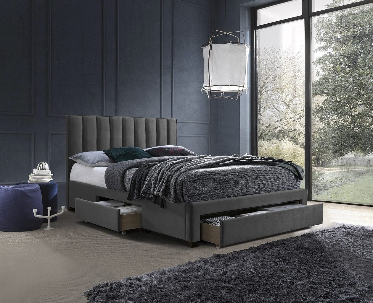 Letto imbottito con 3 cassetti Graceland Grigio & HLMP-PAT-TAP-GRACE-GREY