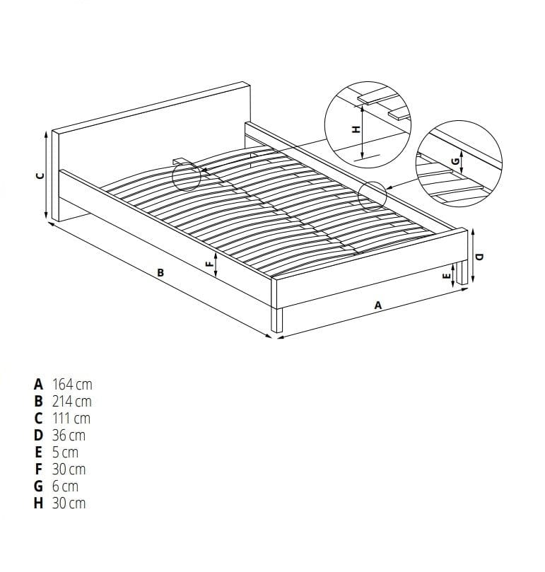 Letto imbottito con 3 cassetti Graceland Grigio (2)