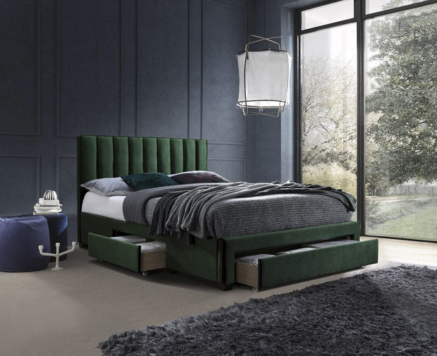 Letto imbottito con 3 cassetti Graceland Verde & HLMP-PAT-TAP-GRACE-DARK-GREEN