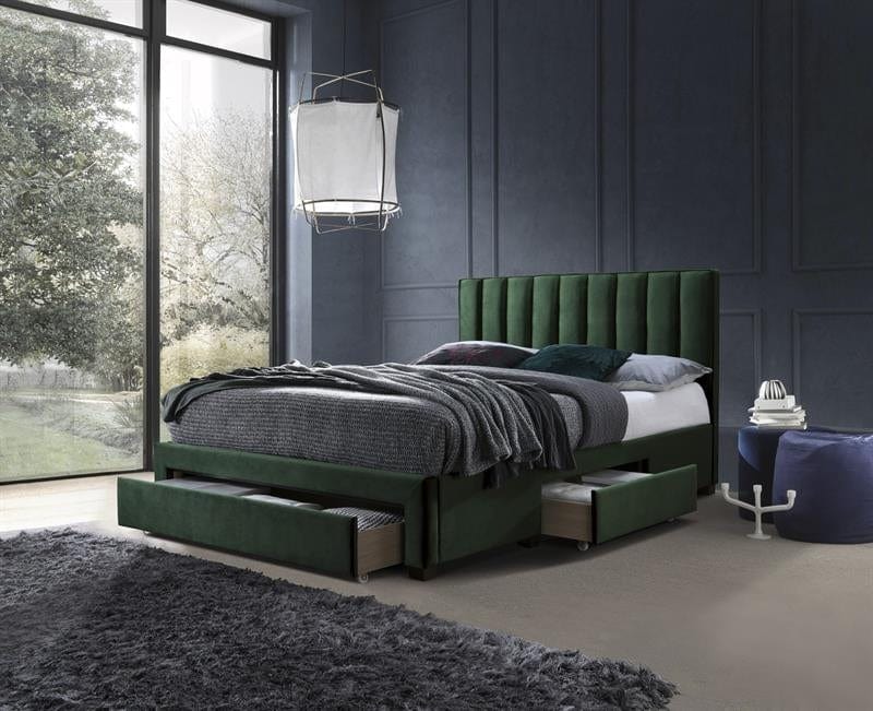 Letto imbottito con 3 cassetti Graceland Verde (1)