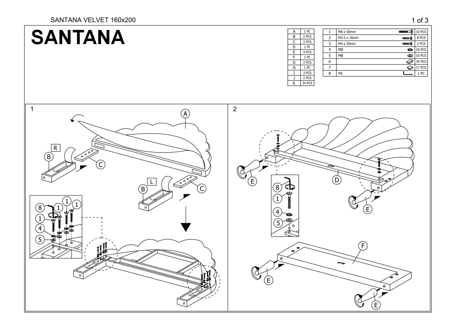 Letto in velluto Sanders Grigio (1)