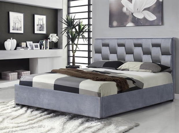 Letto matrimoniale con contenitore in tessuto Annabellis Grigio (2)