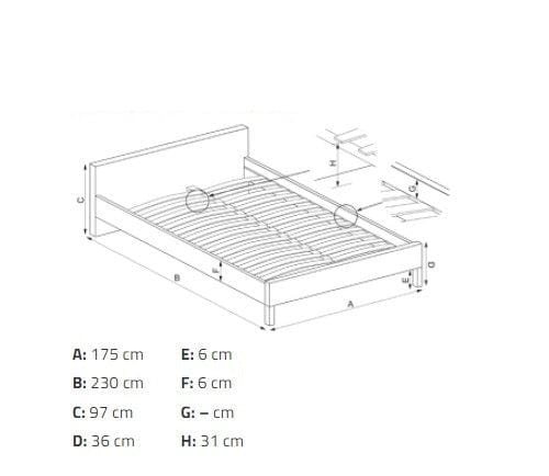 Letto matrimoniale con contenitore in tessuto Brigitte Grigio (2)