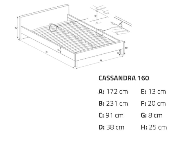 Letto matrimoniale in ecopelle Cassie Bianco e Nero (1)