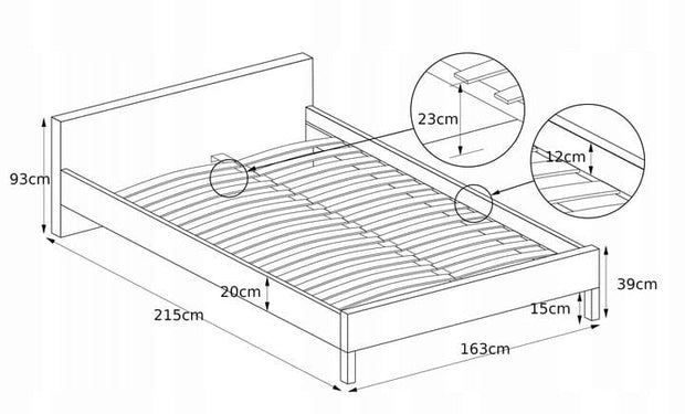 Letto matrimoniale in ecopelle Samantha Nero (2)