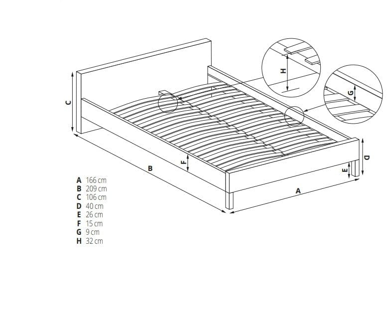 Letto matrimoniale in legno e tesssuto Orlindo Grigio (2)