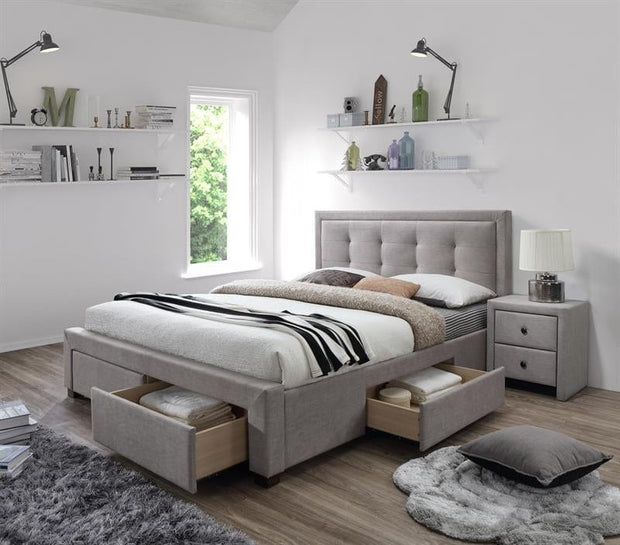 Letto matrimoniale in tessuto Evores Beige