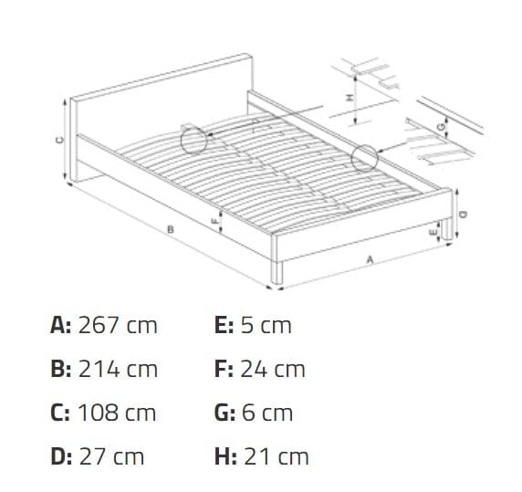 Letto matrimoniale in tessuto Lavante Grigio (3)