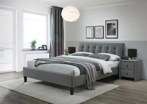 Letto matrimoniale in tessuto Samantha II Grigio