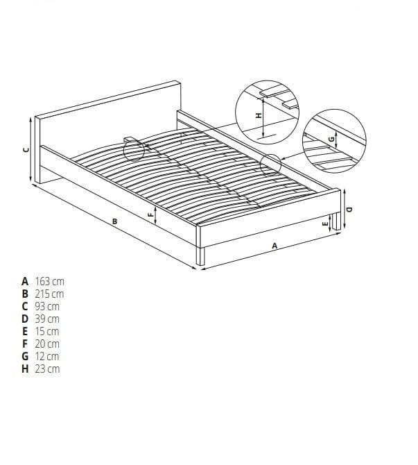 Letto matrimoniale in tessuto Samantha II Grigio (2)