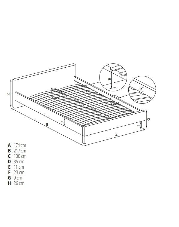 Letto matrimoniale in tessuto Sandyaris II Grigio (2)