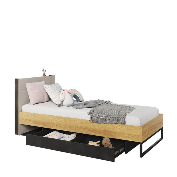 Letto per bambini/adolescenti a 1 cassetto e illuminazione LED Teen Flex TF16 Naturale, 90 x 200 cm (2)