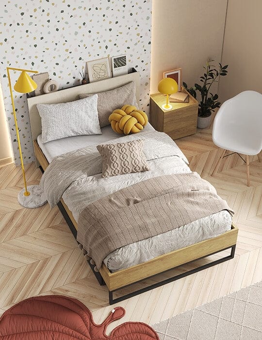 Letto per bambini/adolescenti a 1 cassetto e illuminazione LED Teen Flex TF16 Naturale, 90 x 200 cm (4)