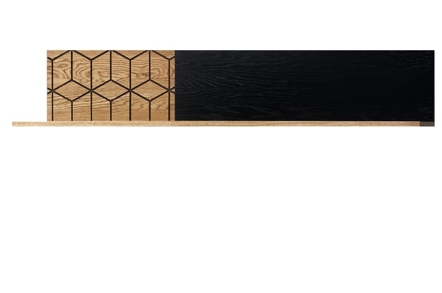 Mensola grande in legno e impiallacciatura Mosaic 35 Oak / Black, L170xL25xH28 cm