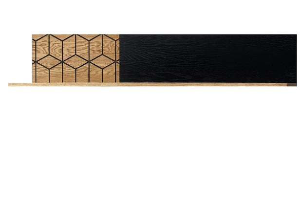 Mensola grande in legno e impiallacciatura Mosaic 35 Oak / Black, L170xL25xH28 cm