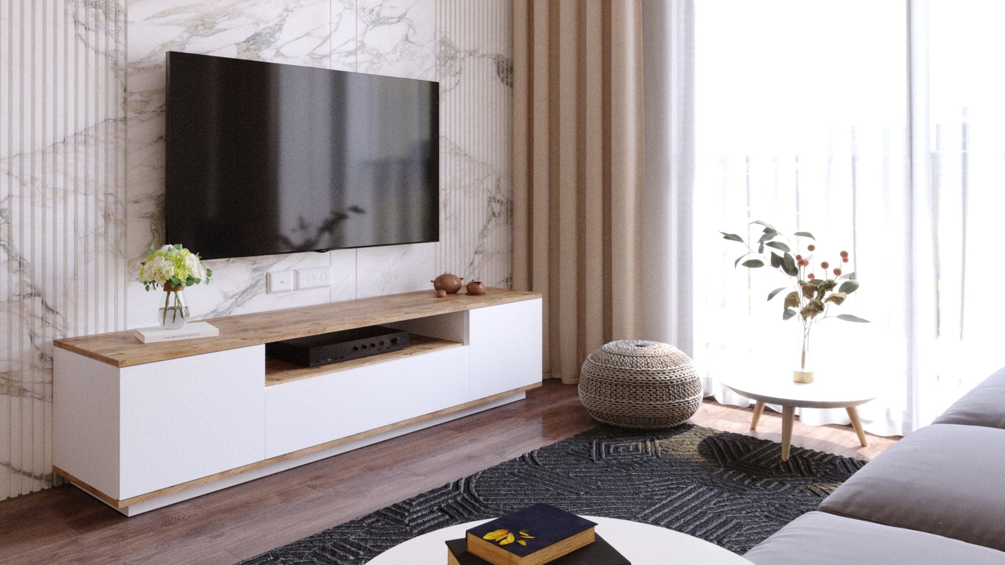 Mobile TV con 3 ante Future FR7-AW Grande Bianco (4)