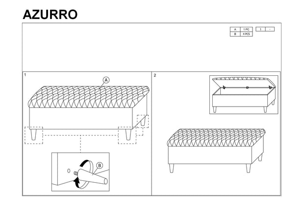 Signal Panca con contenitore in velluto Azzimo Grigio