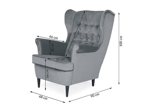 Signal Poltrona in Velluto Hartley Grigio