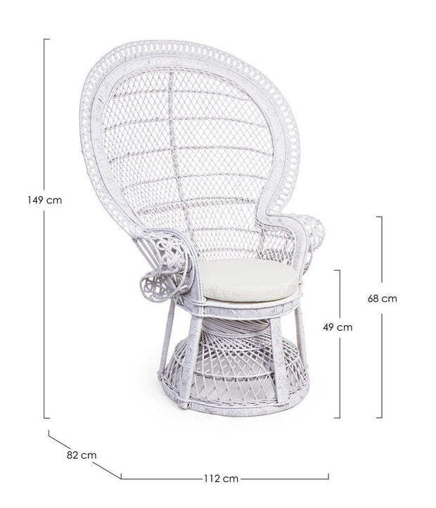 Bizzotto Poltrona rattan Pavone Bianco