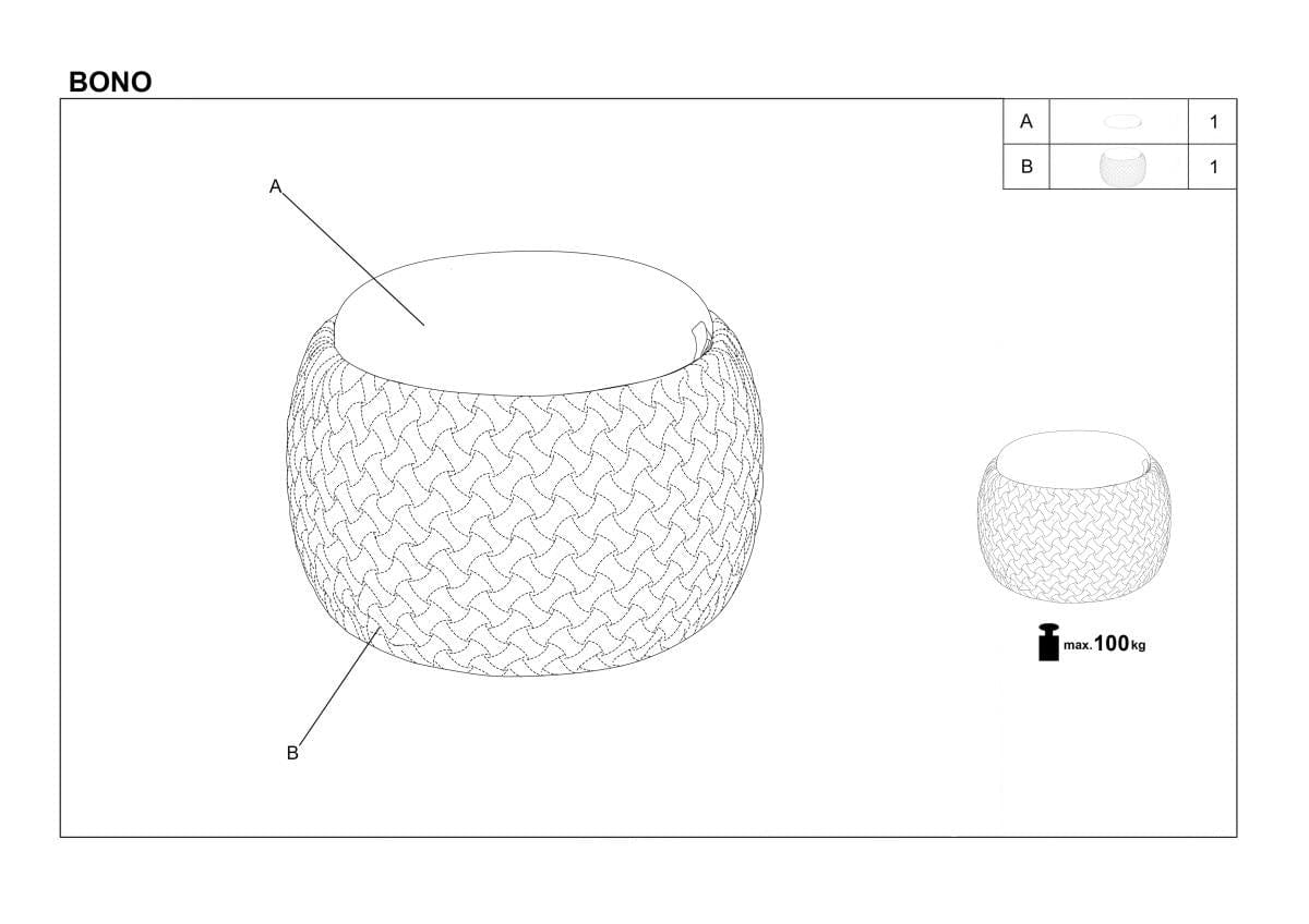 Halmar Pouf con contenitore in tessuto Bonilla Grigio