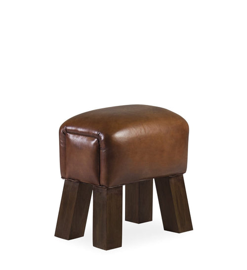 Pouf in pelle Braid Rectangular Marrone