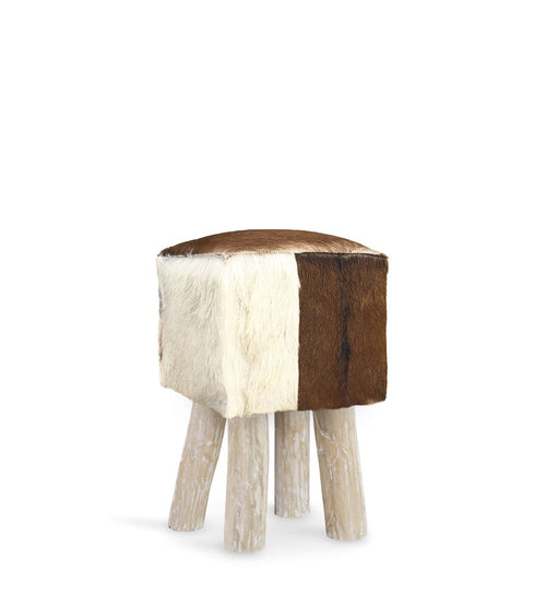 Pouf in pelle Goat Square Marrone