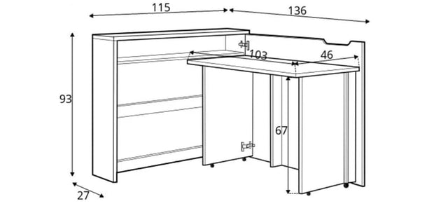 Scrivanie angolare a destro con ripiani e scaffali Work Concept CW01P Grigio Opaco (2)