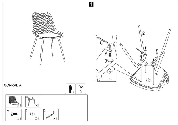 Sedia da pranzo in plastica Cordell A Nero (3)